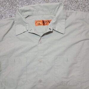 Red Kap Work Shirt Men's 2XL Tan Khaki Industrial SS Button Up Snap Neck GUC